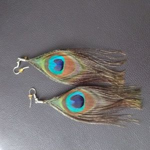 Beautiful peacock feather earrings